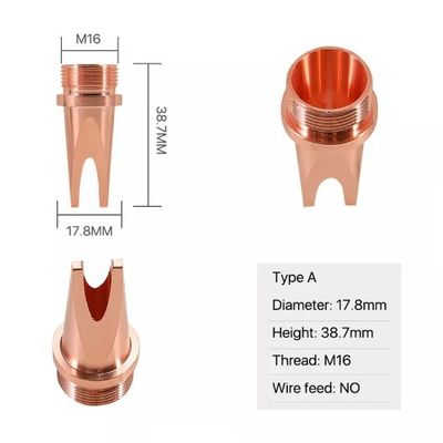 ISO M16 레이저 용접물 헤드 노즐 지름 17.8 밀리미터 높이 38.7 밀리미터